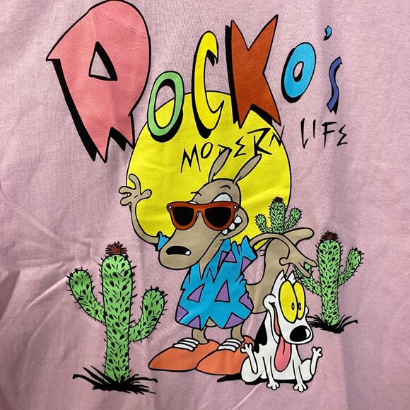 Nickelodeon Rocko's Moder Life Animated Series Cartoon Graphic Pink T-Shirt Medi - Picture 2 of 4